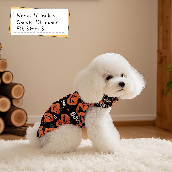 Halloween Cat Sweater Warm Fleece Pet Clothes for Cats Only | Soft Cat Vest Puppy Hoodie Coat, Fall Cold Winter Sweatshirt Pullover Clothing also for Small Dogs, Pumpkin L
