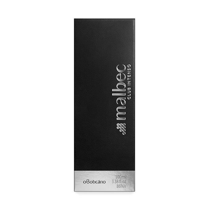 Malbec Intenso Eau De Toilette by O Boticário, Cologne For Men, Long Lasting Men's Fragrance, French Oak Barrel-Aged Red Wine & Woody Fresh Scent, 3.4 Ounce