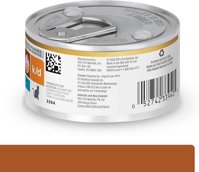 Hill's Prescription Diet k/d Kidney Care Wet Cat Food | #1 Veterinarian Recommended, Vegetable & Tuna Stew, 2.9 oz. Cans, 24-Pack
