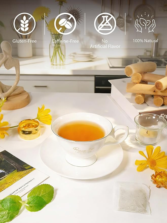 TeeLux Dandelion Herbal Tea, Roasted Dandelion Root with Peppermint, Milk Thistle, Turmeric, Licorice, Roasted Aroma, Smooth & Refreshing, 100 Count