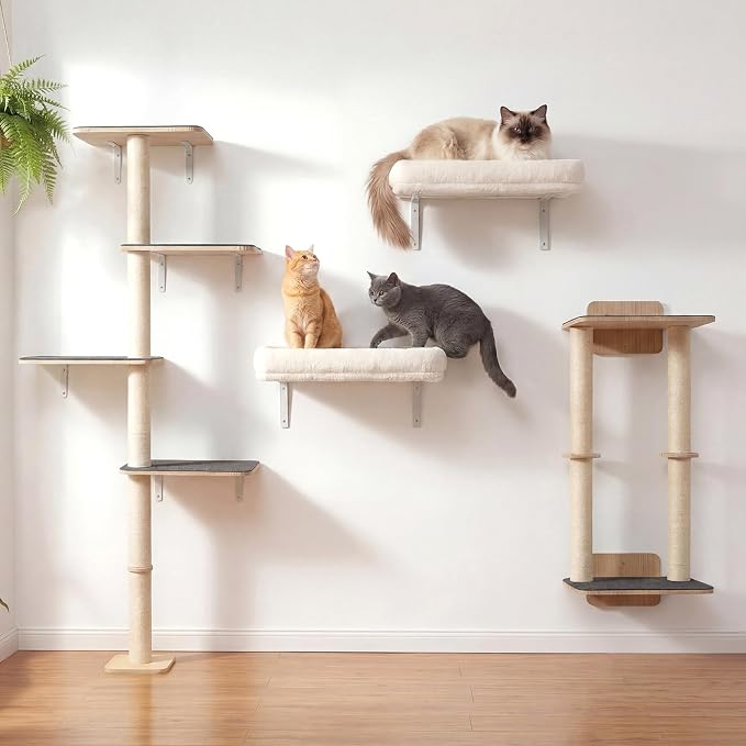 Veehoo Cat Wall Shelves for Large Cats, 2-Pack Cat Shelf for Climbing | 20.5"×15.7" Large Cat Wall Furniture with Soft Cushion Perch Bed, 40 lbs Support, Fits 16 Inch Drywall