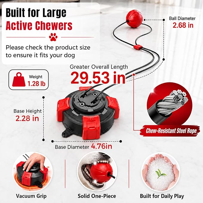 Interactive Suction Cup Toys for Large Dogs with Extended Rope, Dog Tug of War for Aggressive Chewers, Durable Stimulation Toys to Keep Them Entertained