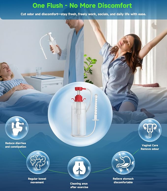 Enema Kit for Colon Cleansing - Anal Douche Anti Back-Flow Design for Feminine Personal Care,Vaginal Douche for Women/Douches for Men with 3 Nozzles 600ML