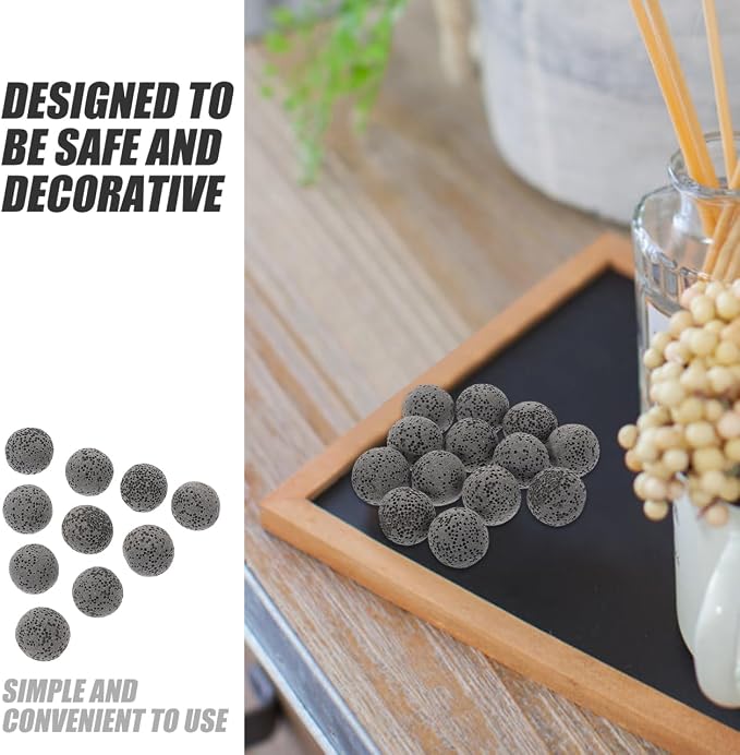 Baluue 20Pcs Natural Lava Rock Diffuser Stones, Mini Volcanic Rock Passive Essential Oil Diffuser for Desk, Zen Decor Aromatherapy Stones for Car, Office & Small Spaces (16mm/0.62")
