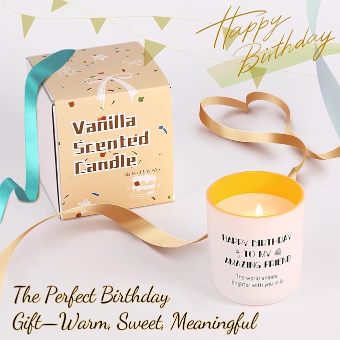 HAVITI Birthday Candle for Women, Vanilla Sugar Scented Candles Soy Wax 8OZ, Luxury Happy Birthday Candle Friend, Mom Sisiter Her Men