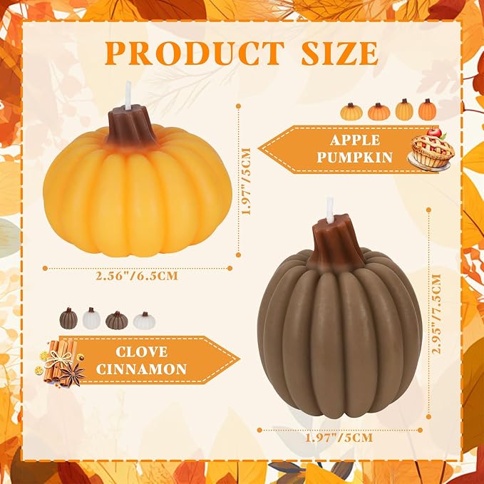 Lanpn Fall Scented Candles Gift Set 8 Pack, Pumpkin Shaped Spice Candle, Thanksgiving Aromatherapy Candles, Orange Soy Wax Votive Tea Lights, Autumn Home Farmhouse Table Decor Tabletop Centerpiece