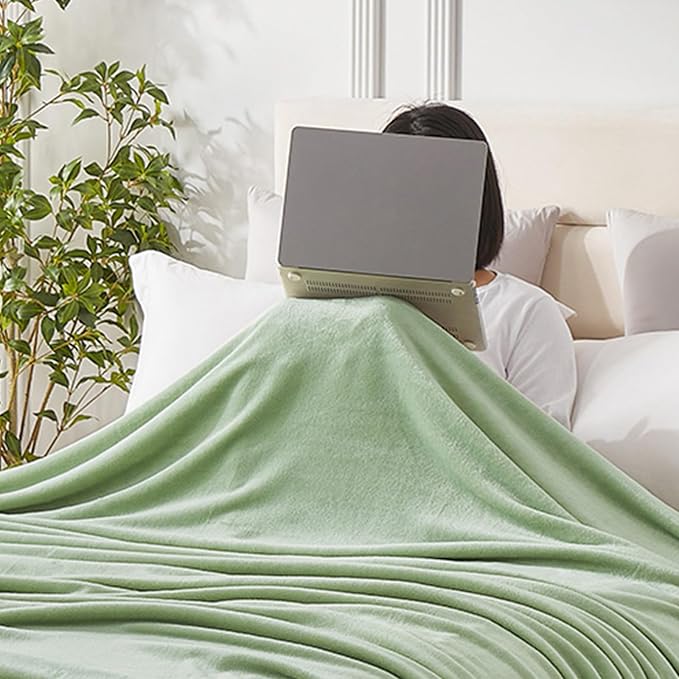 Hansleep Queen Sage Green Fleece Blanket, Soft Flannel Bed Blanket | Fuzzy Cozy Blanket 90x90 Inches, Multi-use for Bed, Sofa, Couch, Travel, Camping, All Season Warm Lightweight Cover