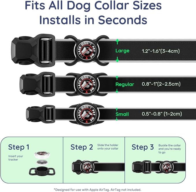 Waterproof AirTag Holder for Dog Collar, Soft Slide-On Dog AirTag Holder | Full-Body Protection, No-Dangle Fit, Ultra-Durable, Lightweight, Tool-Free Installation, Fits Dog & Cat Collars
