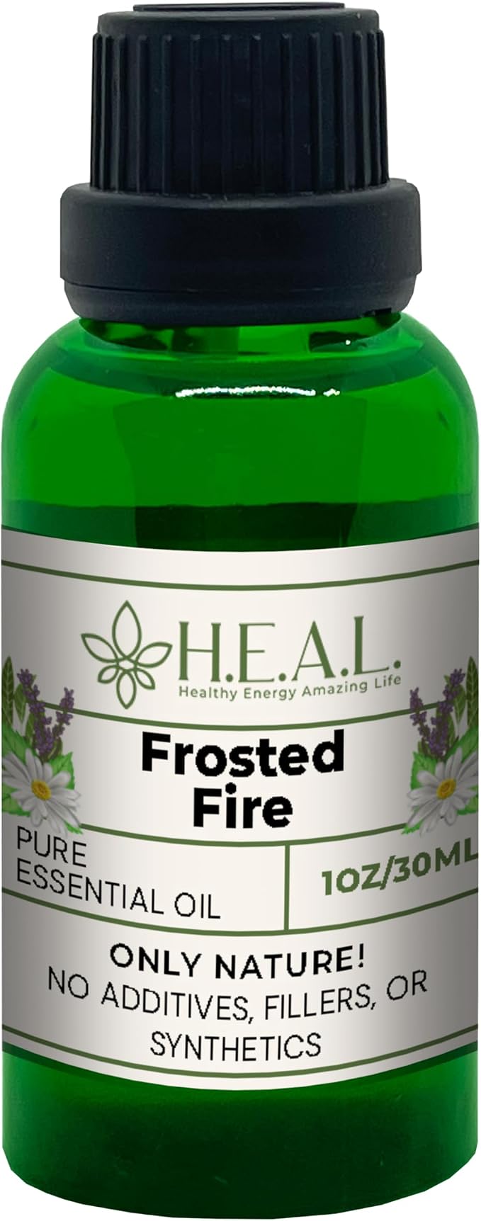H.E.A.L.'s Frosted Fire Essential Oil Blend 1oz – Wintergreen, Basil, Marjoram, Peppermint, Sage, Chamomile, Lavender Blend for Diffusers