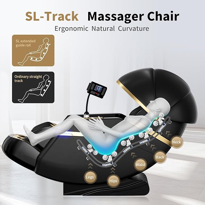 SOMANOVA New 4D Smart Massage Chair - Zero Gravity S-L Full Body Massage Sofa/Recliner - Smart Body Scanning - Directional Massage, Foot Roller, Calf Stretching, Airbag, Home Theater Sofa