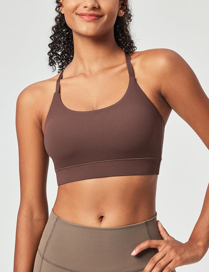 Heathyoga Sports Bras for Women Adjustable Strappy Sports Bra Y-Back Low Impact Racerback Workout Bra with Removable Pads
