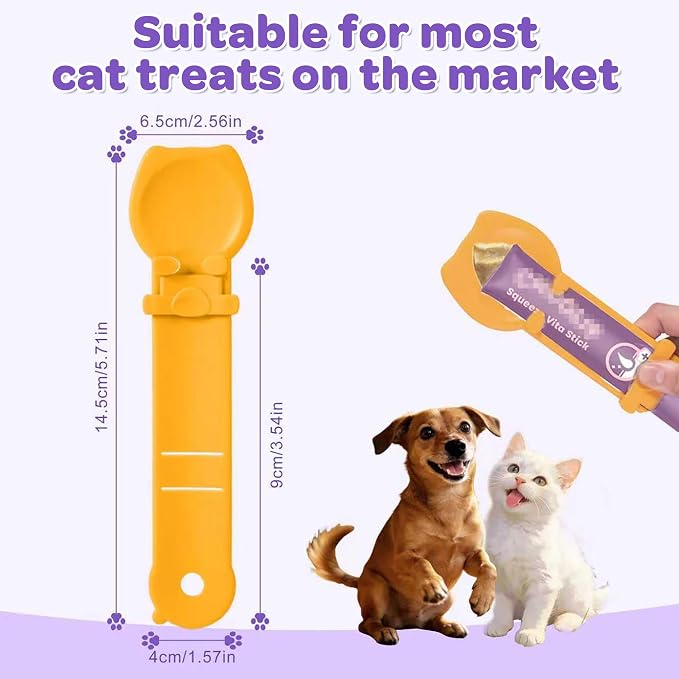 Cat Treat Spoon Squeeze Cat Strip Feeder Spoon for Lickable Churu Cat Treat | Feeding Spoons for Licky,Treats for Wet Food,Happy Spoon for Cats,Sliding,Portable,for Kittens,Cats,Puppies and Small Pets