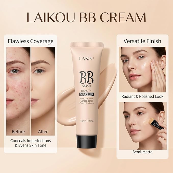 Korean BB Cream & Foundation 2-in-1 - Buildable Coverage Tinted Moisturizer with SPF, for a Natural Matte Finish & All-Day Wear (270 Wheat)