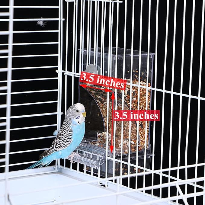 Kenond No Mess Bird Feeders Water Dispenser Set，Automatic Feeders for Cage | Automatic Parrot Feeder Cage Accessories, Clear Seed Container Food Drinker for Cage, for Cockatiel Lovebirds Budgies Canary