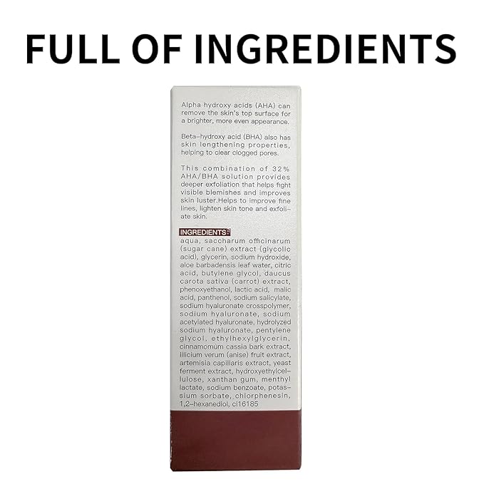AHA 30% + BHA 2% Peeling Solution, Chemical Peel for Face at Home, BHA Liquid Exfoliant for Large Pores, Wrinkles & Fine Lines, 1.0 FlOz (1 PCS)