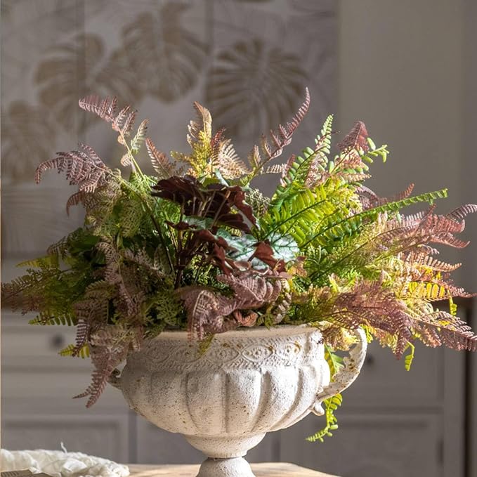 Qianly Urn Planter with Pedestal Antique-Style Urn with Handles Decorative Vessel for Tabletop