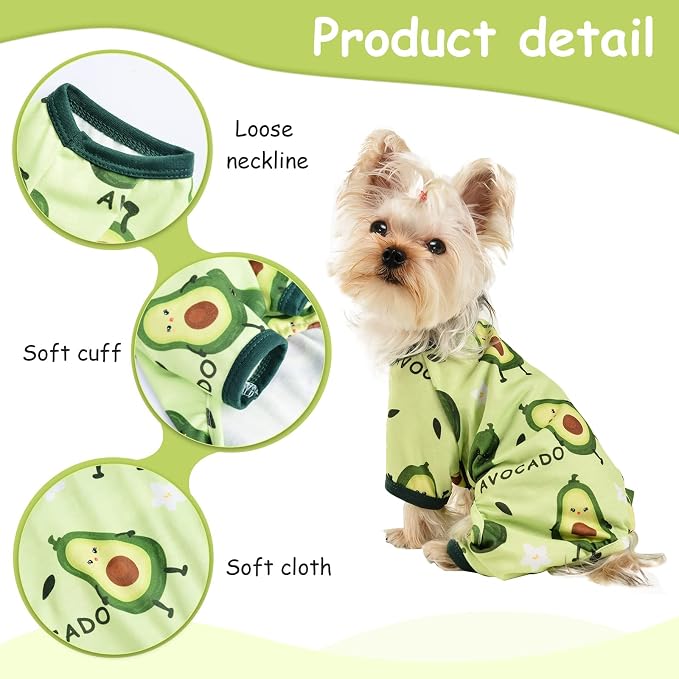 Dog Pajamas for Small Dogs Boy Girl, Dog Clothes Tiny Chihuahua Yorkie Spring Summer Shirt, Cute Puppy Outfit Pjs Jumpsuit Cat Onesie Apparel Pet Clothes