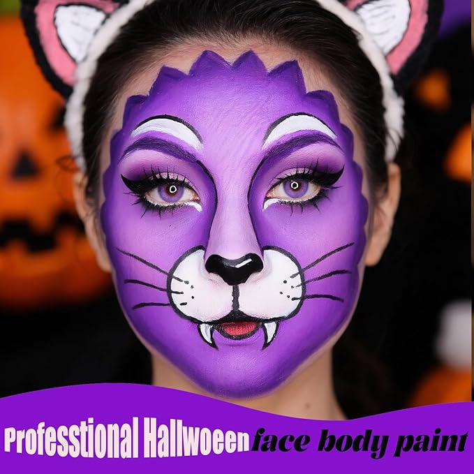 Purple Face Body Paint,Water Based Face Painting Special Effects,Full Coverage Cream Body Paint for Adults Halloween Costume Cosplay SFX Zombie Vampire Witch Makeup