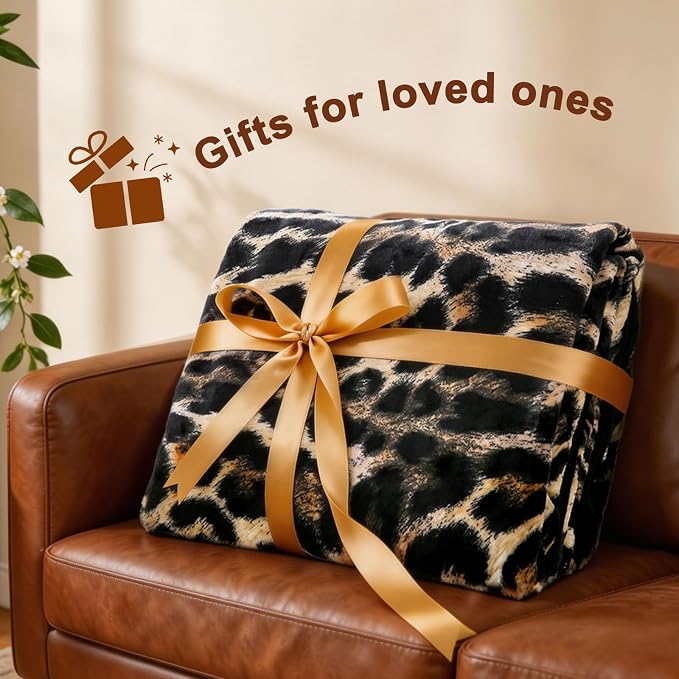 PU MEI Fuzzy Flannel Fleece Throw Blanket for Sofa, Couch, Bed, Leopard Print Blanket Animal - Lightweight Double Sided Cozy Super Soft Cheetah Blankets, 60" x 80" inches