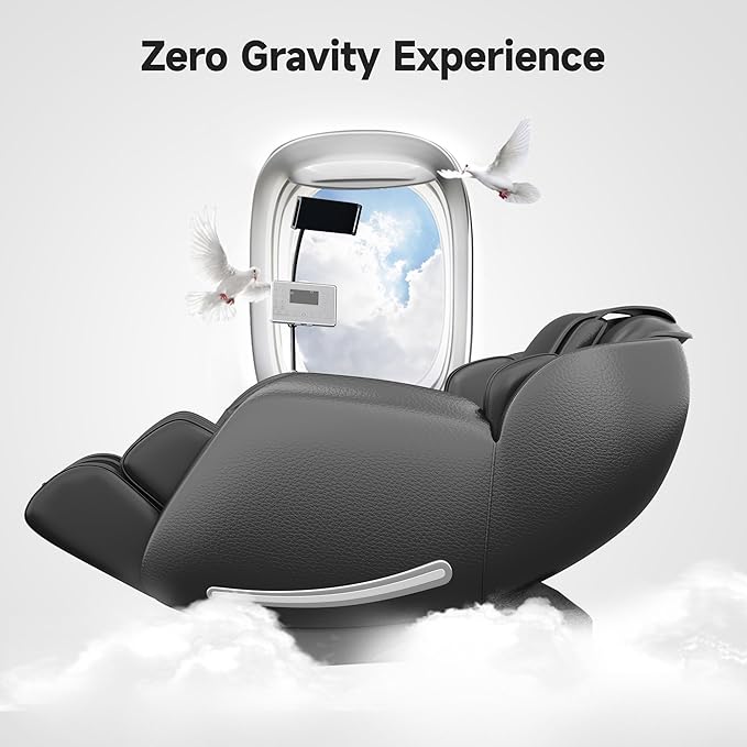 Real Relax 2025 Massage Chair Full Body, Zero Gravity SL-Track Shiatsu Massage Recliner, APP Control, Child Lock, Body Scan Bluetooth Foot Roller, favor 06, All Black