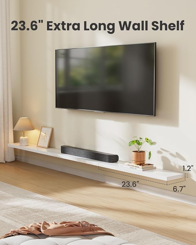 AMADA HOMEFURNISHING 23.6" L Floating Shelves, Wall Shelves Set of 3 for Bathroom/Living Room/Bedroom/Kitchen, White Floating Shelves for Wall Decor with Invisible Brackets - AMFS44W