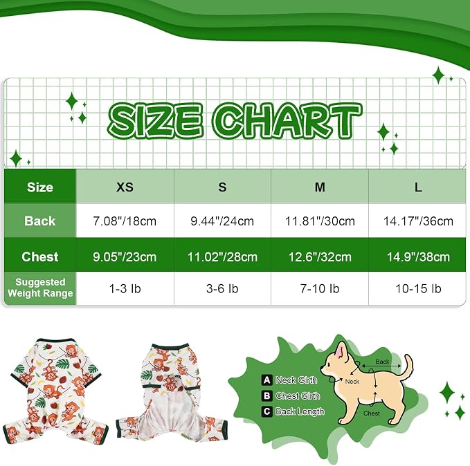 DaFuEn Dog Pajamas for Small Dogs, Soft Stretchy 4 Legs Puppy Jumpsuit, All Season Cozy Pet PJs for Chihuahua Yorkie Teacup Dogs, Cat Clothes (Brown Monkey, L)
