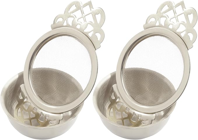 2 Pack Tea Strainer Bowl,Stainless Steel Small Tea Strainers Fine Mesh Loose Tea Infusers,Ideal Tea Filter for 2.5-4 Inch Cup Mouth/Tea Lovers(Silver)