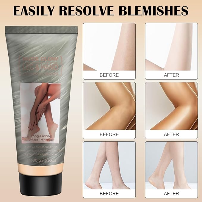 Waterproof Leg & Body Makeup Cream with Puff, Transfer-Resistant Full Coverage Concealer for Tattoos, Scars & Varicose Veins, Long-Lasting Natural Finish Foundation for All Skin Tones, 03