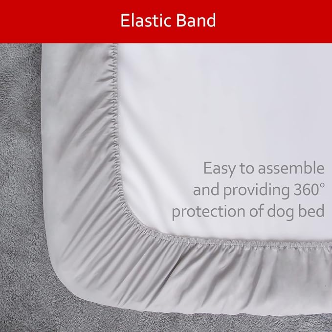 Waterproof Dog Bed Covers Replacement Lovely Grey Star Print, 16x25 Inches | Washable Pet Hair Easy to Remove, Noiseless Quilted Puppy Pet Bed Cover , for Dog/Cat, Cover Only