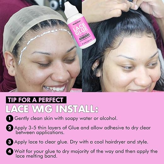 Dolahair Lace Glue Kit - Complete Set with Lace Tint Mousse, Wig Installation & Melting Spray (Dark Brown)