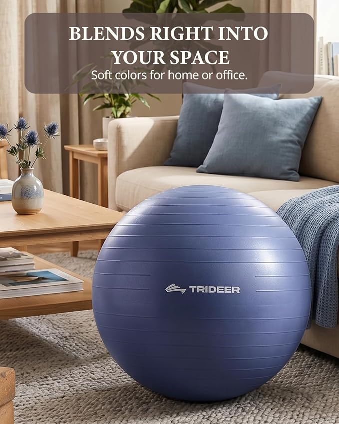 Trideer Exercise Ball, Stability Yoga Ball for Physical Therapy, Active Sitting, Pregnancy & Birth Labor Prep, Core Strength, Balance Training, Posture Improvement and Daily Stretching, 55/65/75cm