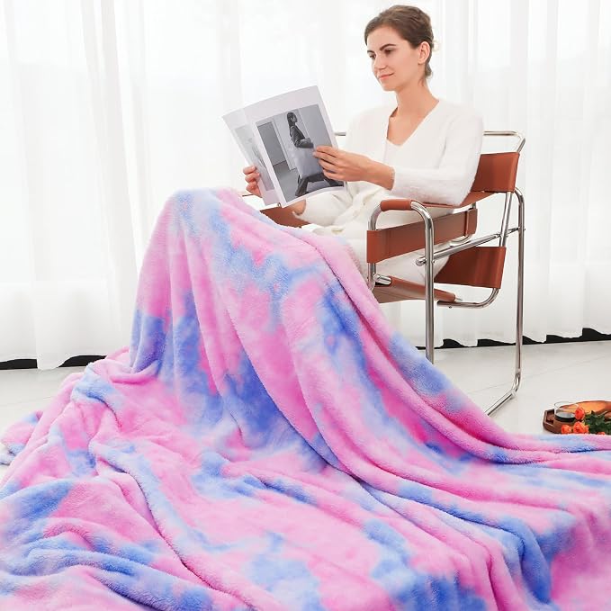 MUGD Lightweight Blanket Fleece Large Blanket Blue Throw Blanket for Bed King Size