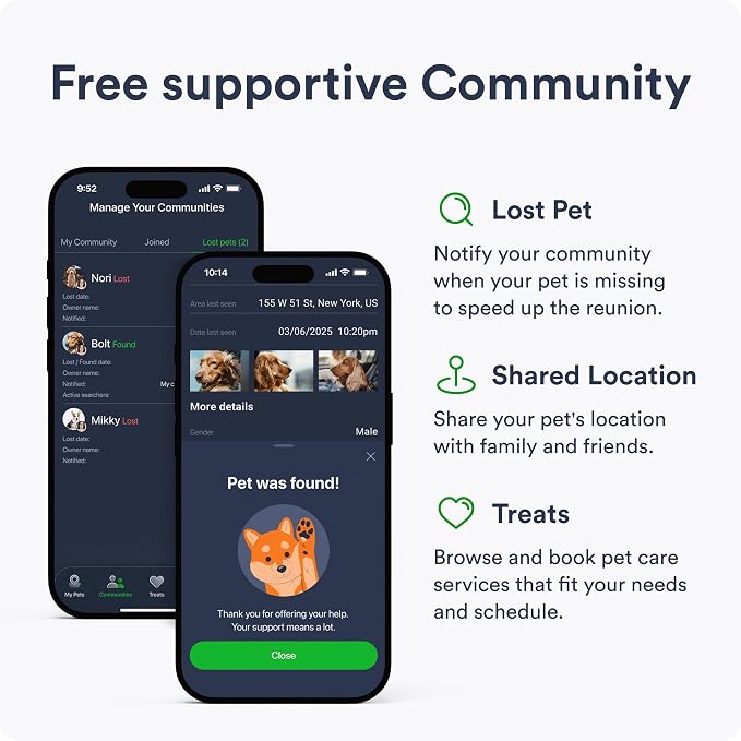 Petloc8 Dog GPS Tracker for Dogs, 4G LTE Real Time Tracking & Geo-Fence Alert, Waterproof-Long-Life Battery Pet Tracking Device for Small Medium Large Dogs, Collar-Compatible(Subscription Required)