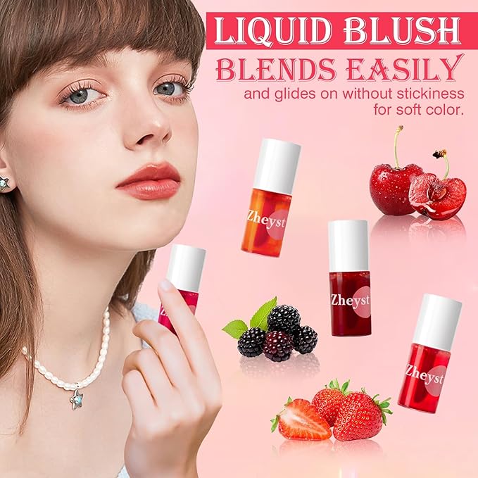 Lip Tint Stain Mini Liquid Lipstick Korean Lip Gloss Moisturizing Natural Long Lasting Waterproof Lightweight Non-sticky Multi-Purpose Lips & Cheeks High Pigment Vivid Color 4 Colors Set Cruelty-free