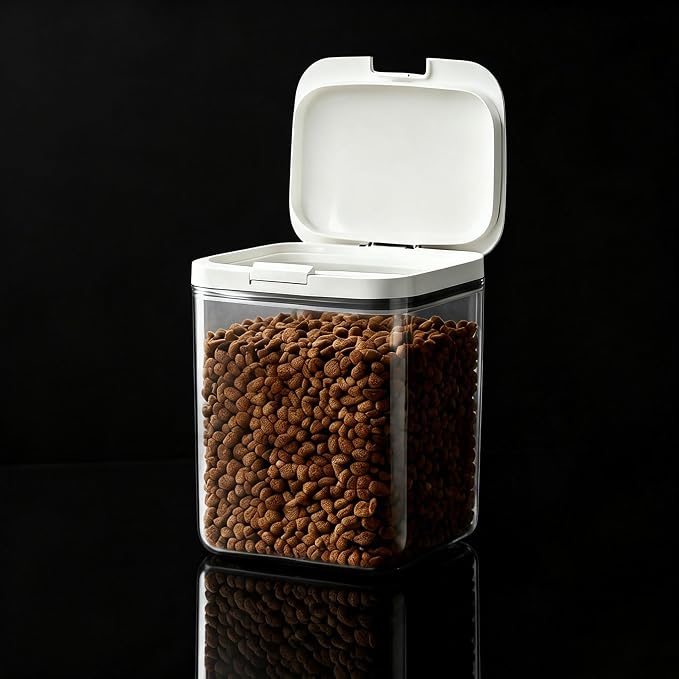 LivLab Mker Dog Food Storage Container 5 lbs Airtight Pet Food Storage Containers with Lids, Cat Food Container, BPA Free, Rice Container, Flour Dispenser(6 lbs), white