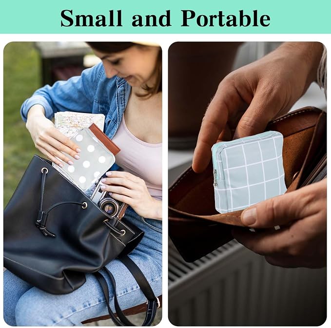 3 PCS Sanitary Pad Storage Bag Portable Period Bag for Teen Pads/Sanitary Napkins/Tampons, Sanitary Napkin Storage Bag First Period Gifts for School, Daily Hygiene Bag Travel Containers(Grey, Blue)