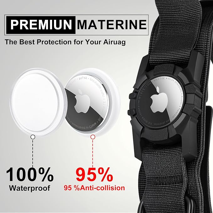 Tactical AirTag Dog Collar - Heavy Duty, Adjustable GPS Collar
