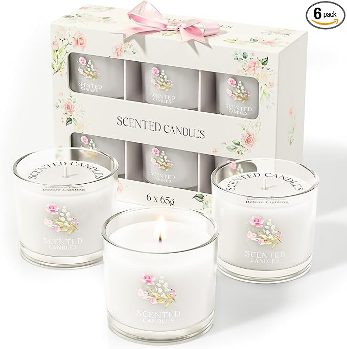 CHILLFLAME Scented Candle Gifts for Women, Candles Gift Set for Her, 6 Scented Candles for Mom, Teacher, Birthday Gifts for Women/Men (White, 14 oz)