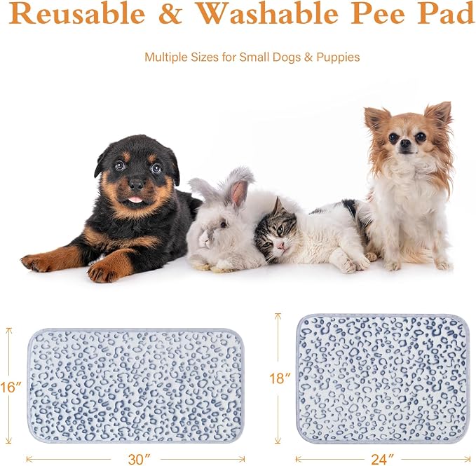 Reusable Puppy Pads, Washable Pee Pads, Leakproof 16"x 30" 2 Pack | High Absorbency Dog Training Pads, Wee Wee Pads With Waterproof Non-Slip Base For Indoor Potty, Crates, Playpen & Senior Dogs