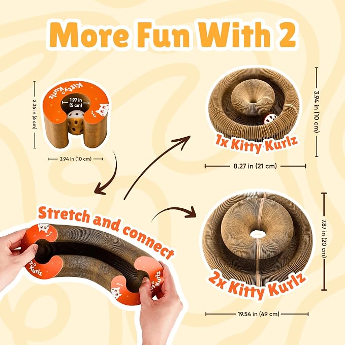 KITTY KURLZ Interactive Cat Toy & Cardboard Cat Scratcher