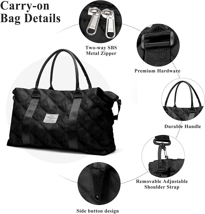 Travel Duffel Bag, Carry On Overnight Weekender Bags for Women | Travel Bag with Wet Pocket & Trolley Sleeve, For Spirit Airlines 18x14x8 Personal Item Bag