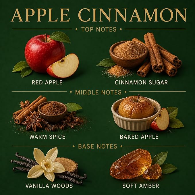 Affinati Apple Cinnamon 10 oz Scented Candle – Long Lasting Luxury Soy Blend Candle for Home, Strong Scent Throw Warm Autumn Spiced Orchard Fruit Candle, Premium Elegant Home Fragrance Gift