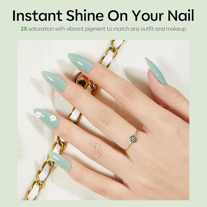 modelones Green Gel Nail Polish Sage Green Nails Polish Soak Off Led Nail Art Gel Manicure Salon DIY Gifts for Women 15 ML