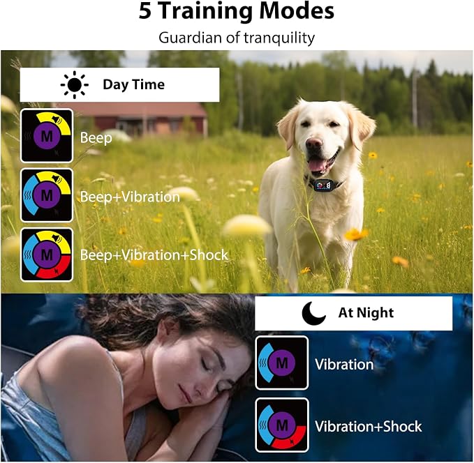 Smart AI Bark Collar, 5 Modes, IPX7