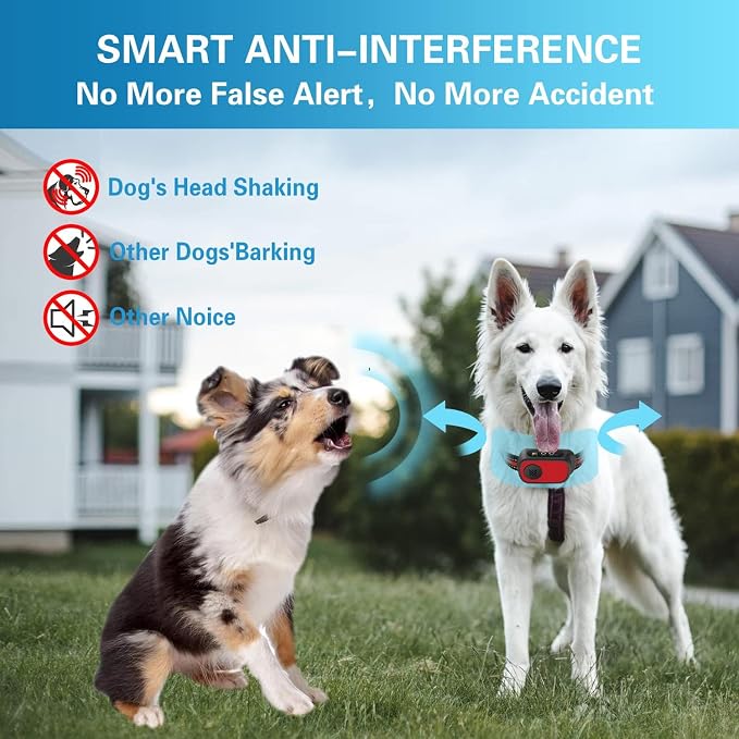 Dog Bark Collar for Large Medium Small Dogs, Rechargeable Smart Bark Collar, Anti Barking, Humane Dog Training Device with 5 Adjustable Sensitivity Beep Vibration(Red)