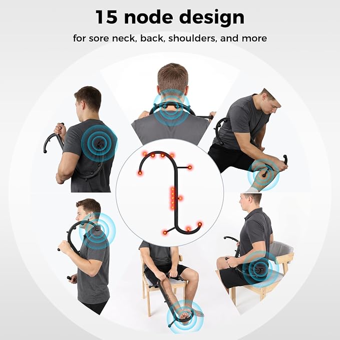 Detachable Trigger Point Massage Cane, Button-Release Design Massage Hook for Back, Neck & Shoulder Pain Relief, Pressure Point Massage Tool for Muscle Recovery (Large, Black)
