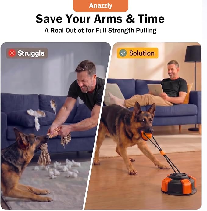 Interactive Tug-of-War Dog Toy for Medium & Large Aggressive Chewers-Orange