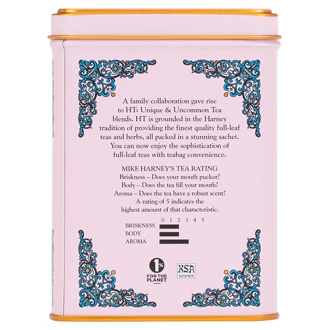Harney & Sons Caffeinated Blossom Green Tea Tin Sachets Pink 31629, Cherry, 20 Count (Pack of 1)