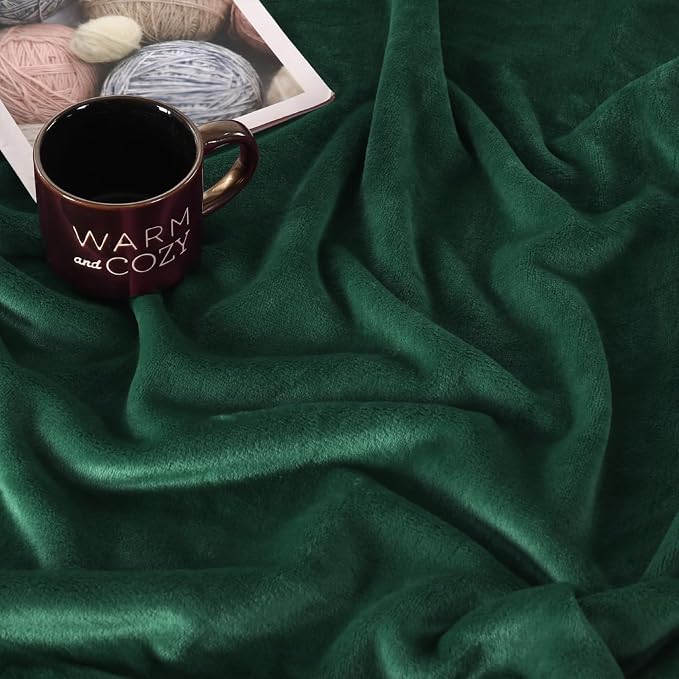 TASTHROW DarkGreen Throw Blanket 60x80 Inches | Soft Plush Cozy Fleece Flannel Throw Blanket, Lightweight Warm Throws for Bed, Couch, Bedroom and Living Room, All Seasons