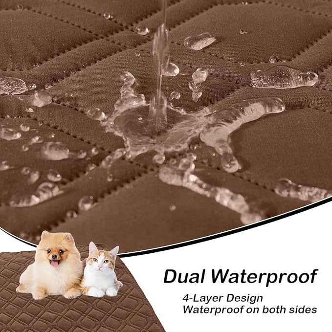 Waterproof Dog Bed Blanket - Soft Pet Blanket & Sofa Cover for Dogs | Reversible Washable Furniture Protector, Couch Covers for Pets (40x70 Inch, Brown/Beige)